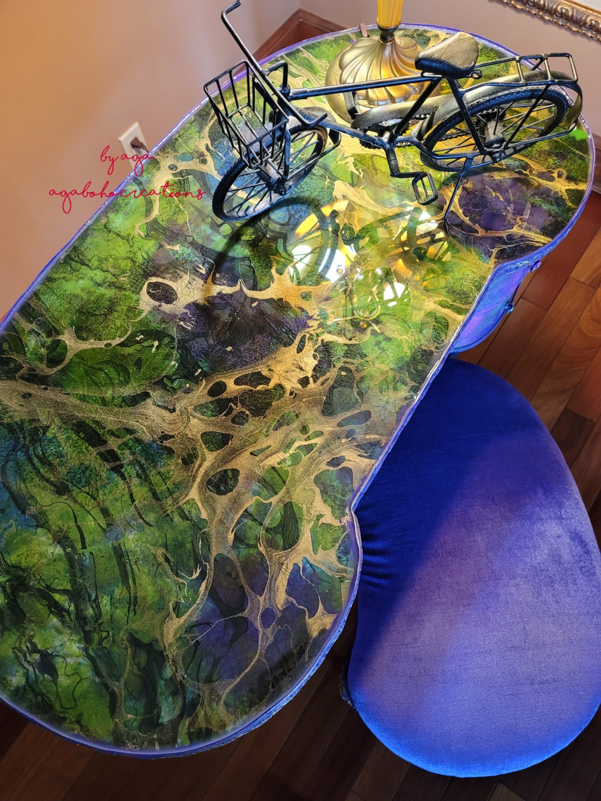 Purple and Green Marbled Vanity Table