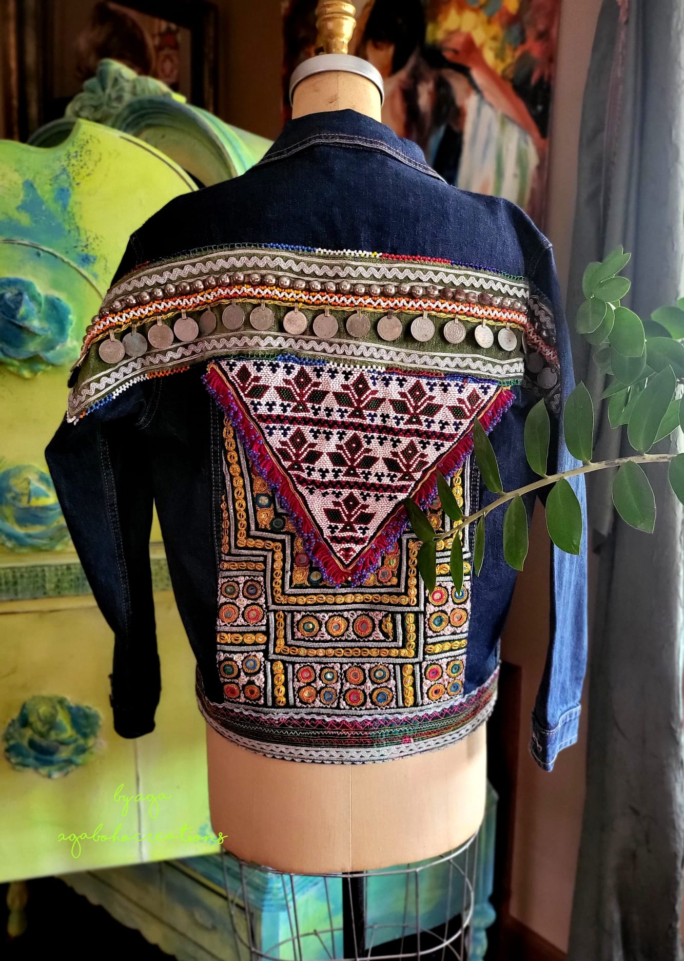Beaded Jean Jacket - Large