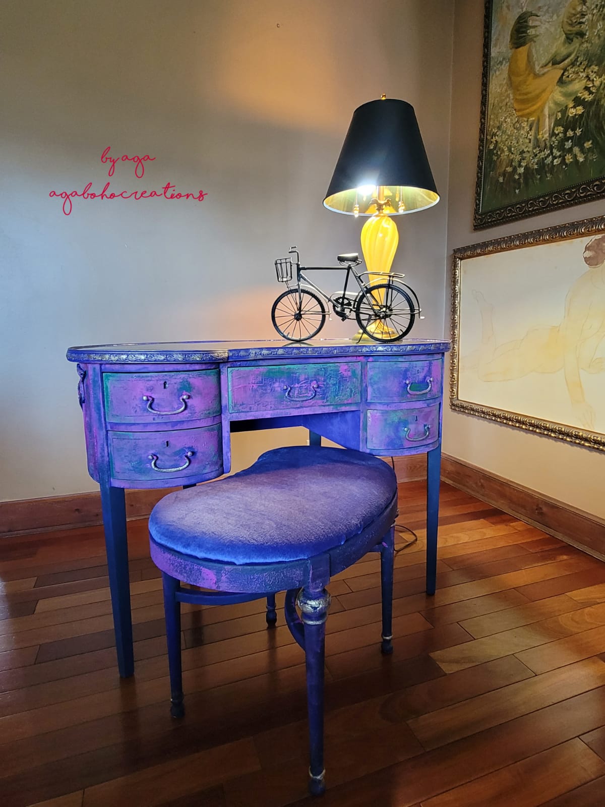 Purple and Green Marbled Vanity Table