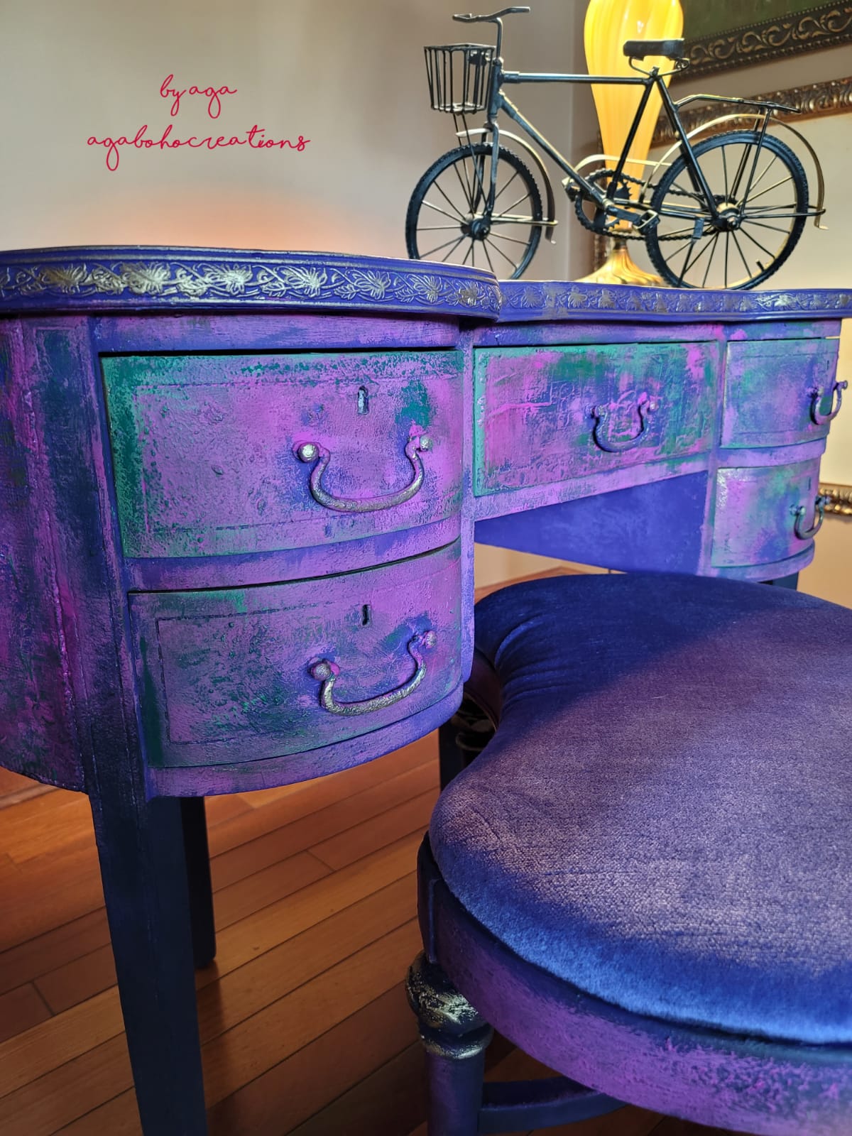 Purple and Green Marbled Vanity Table