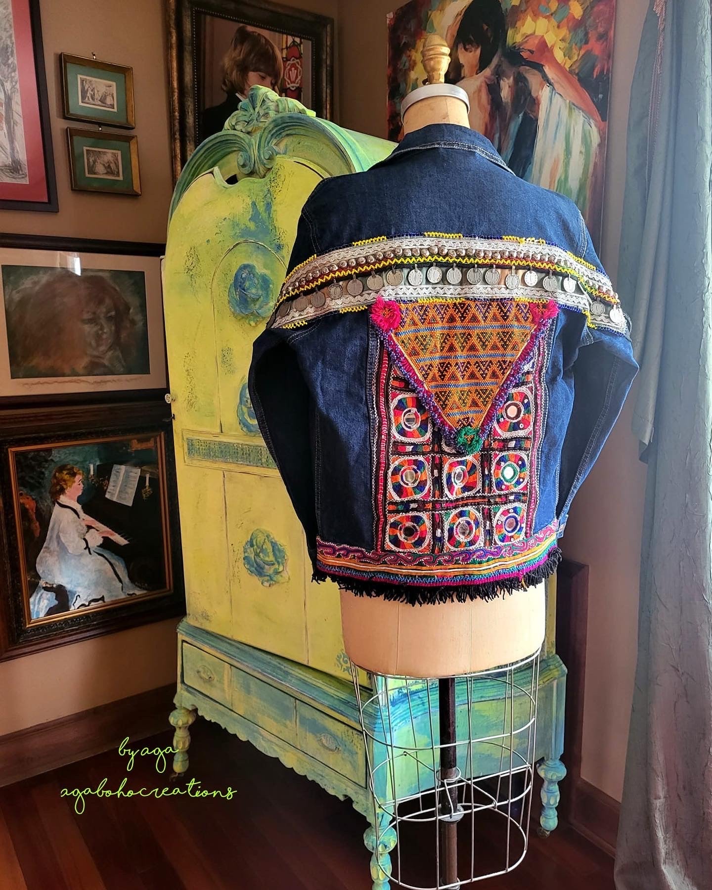 Beaded Jean Jacket - Large