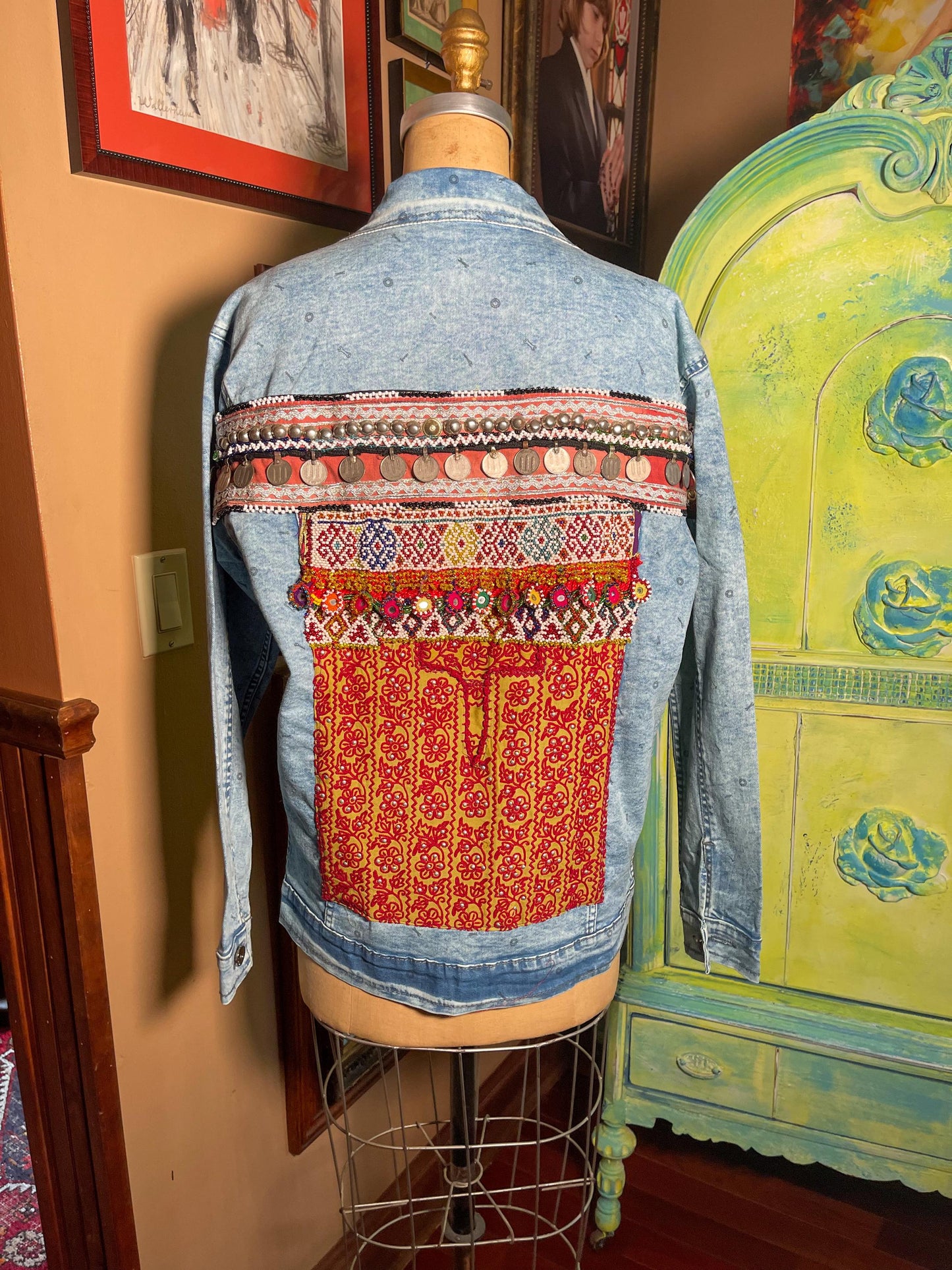 Beaded Jean Jacket - XL