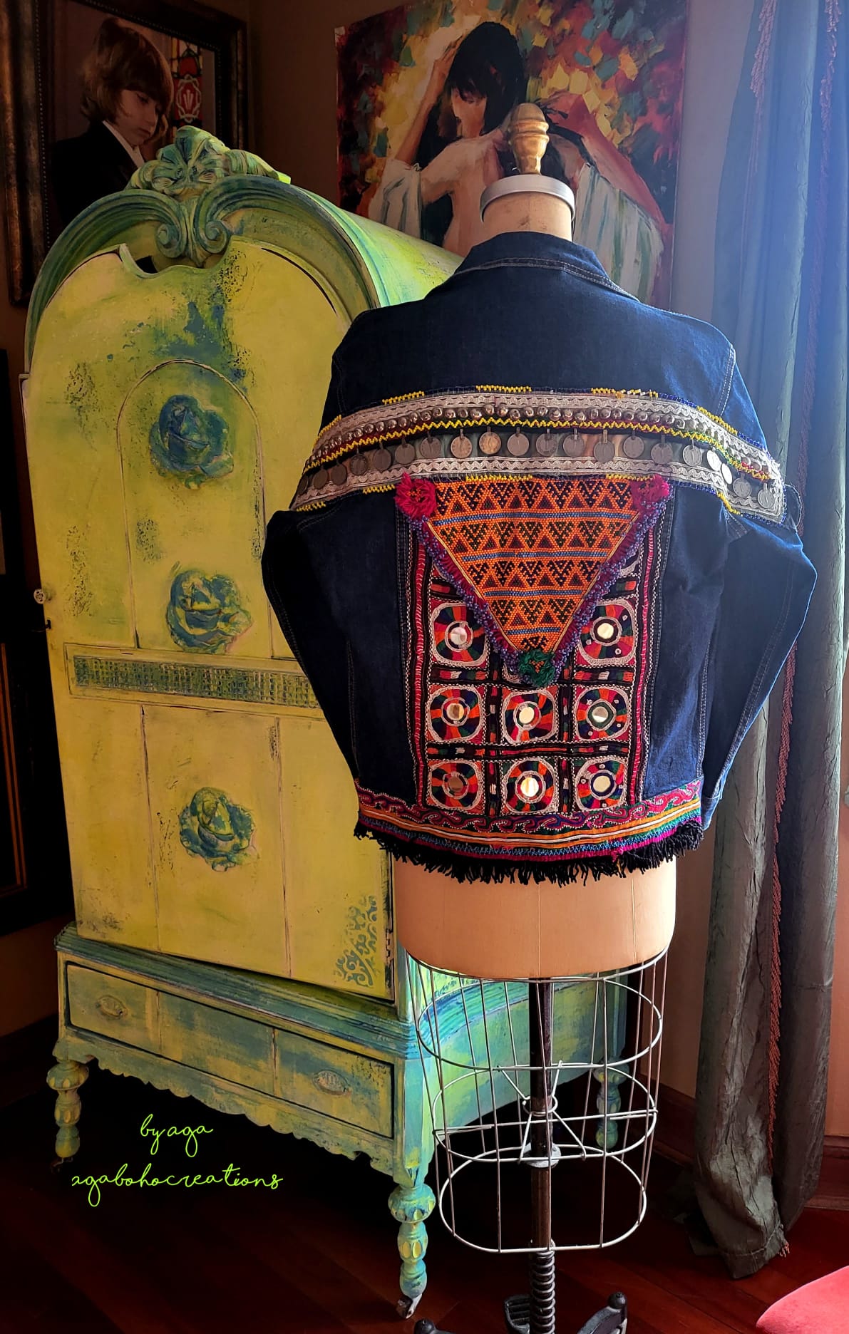 Beaded Jean Jacket - Large