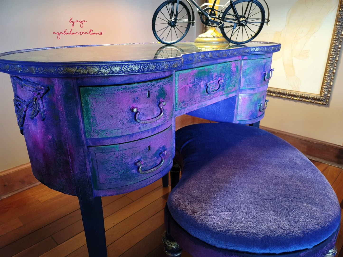 Purple and Green Marbled Vanity Table