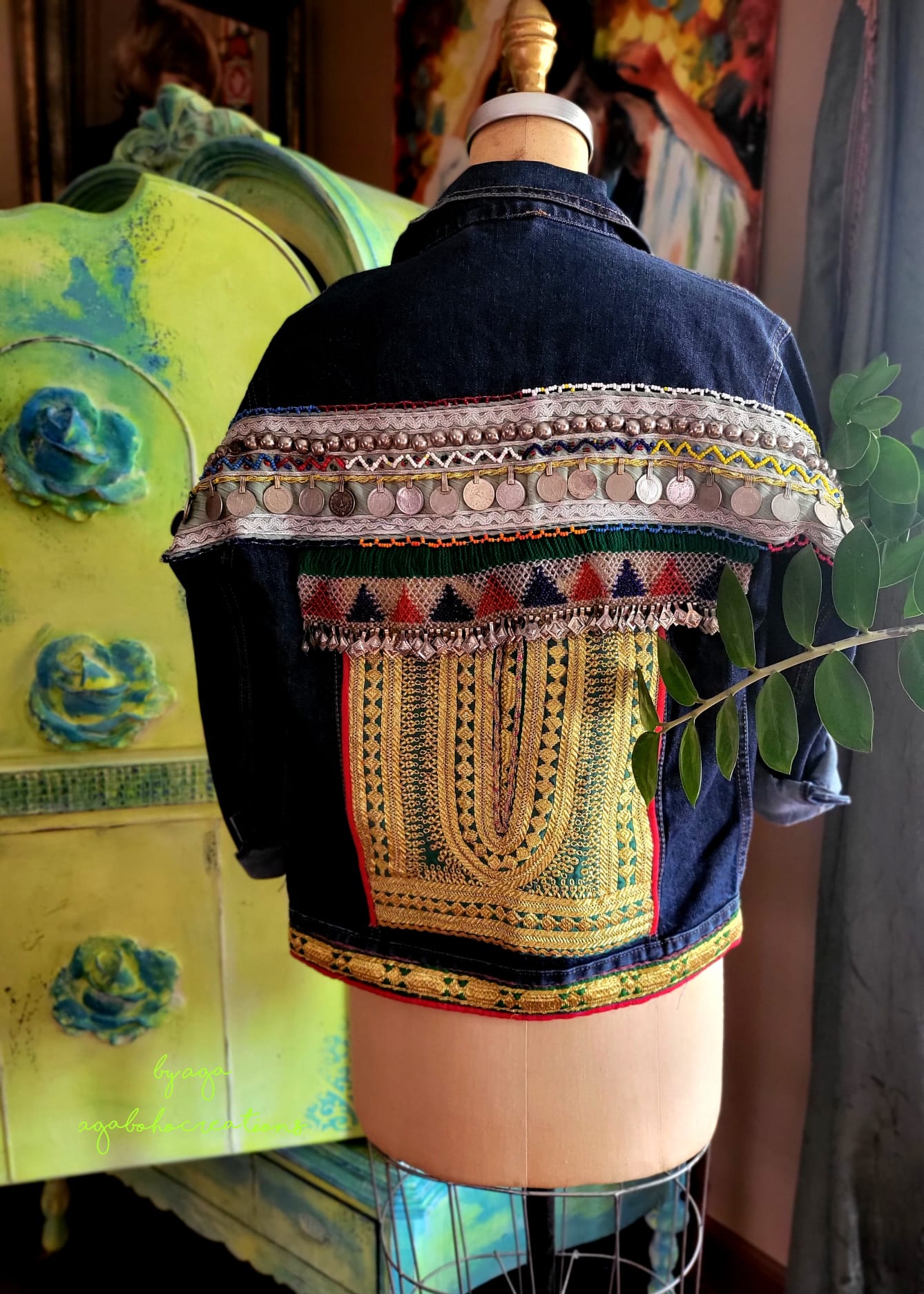 Beaded Jean Jacket - Medium