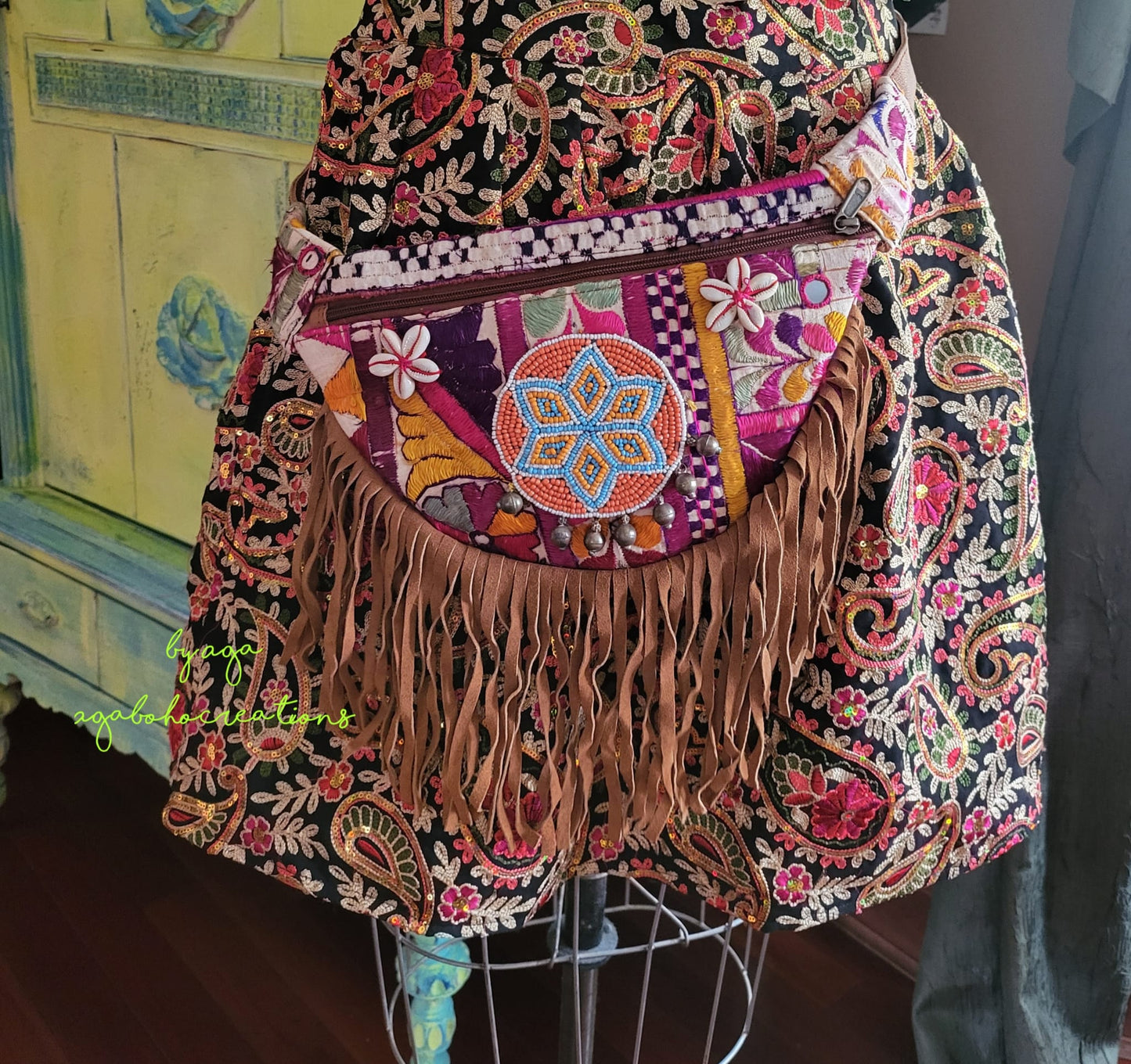 Embroidered and Beaded Belt Bag
