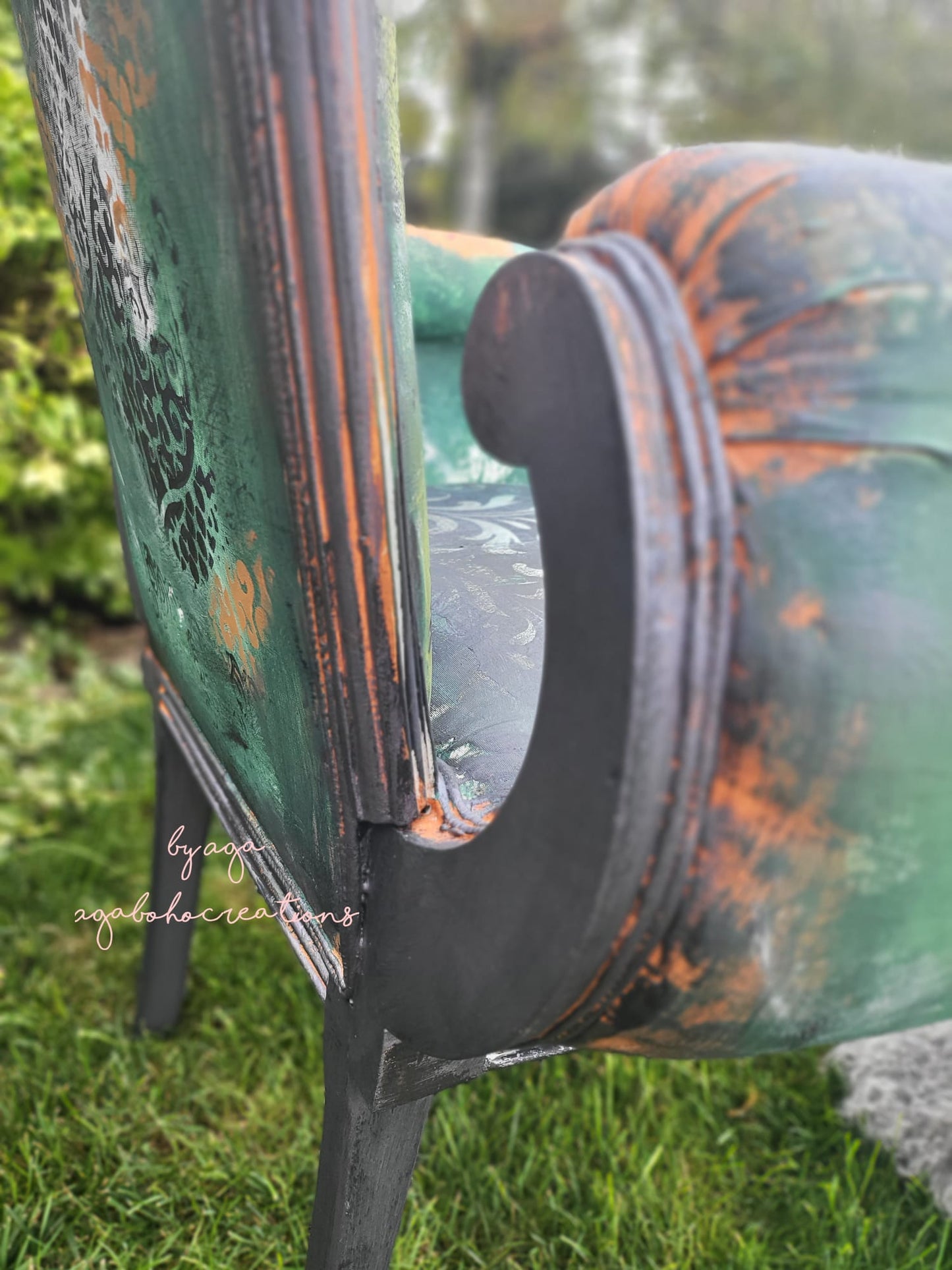 Green Boho WingBacked Armchair