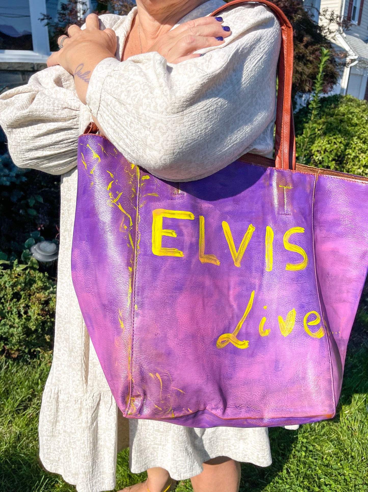 Elvis Lives Leather Tote