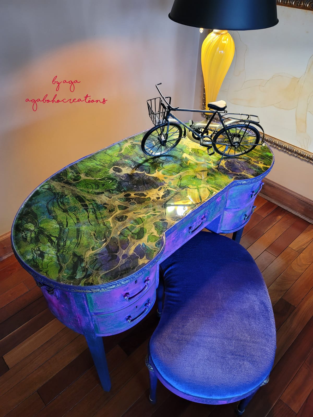 Purple and Green Marbled Vanity Table