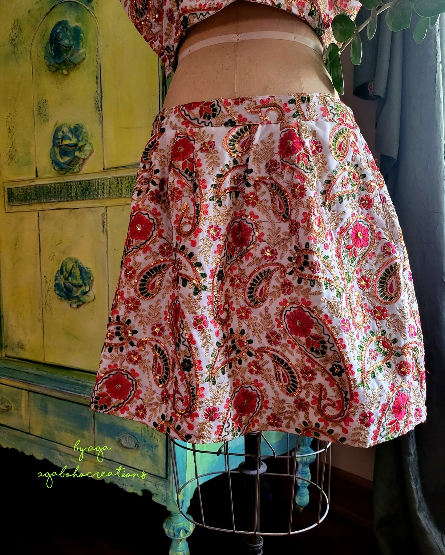 White Embroidered Boho Skirt