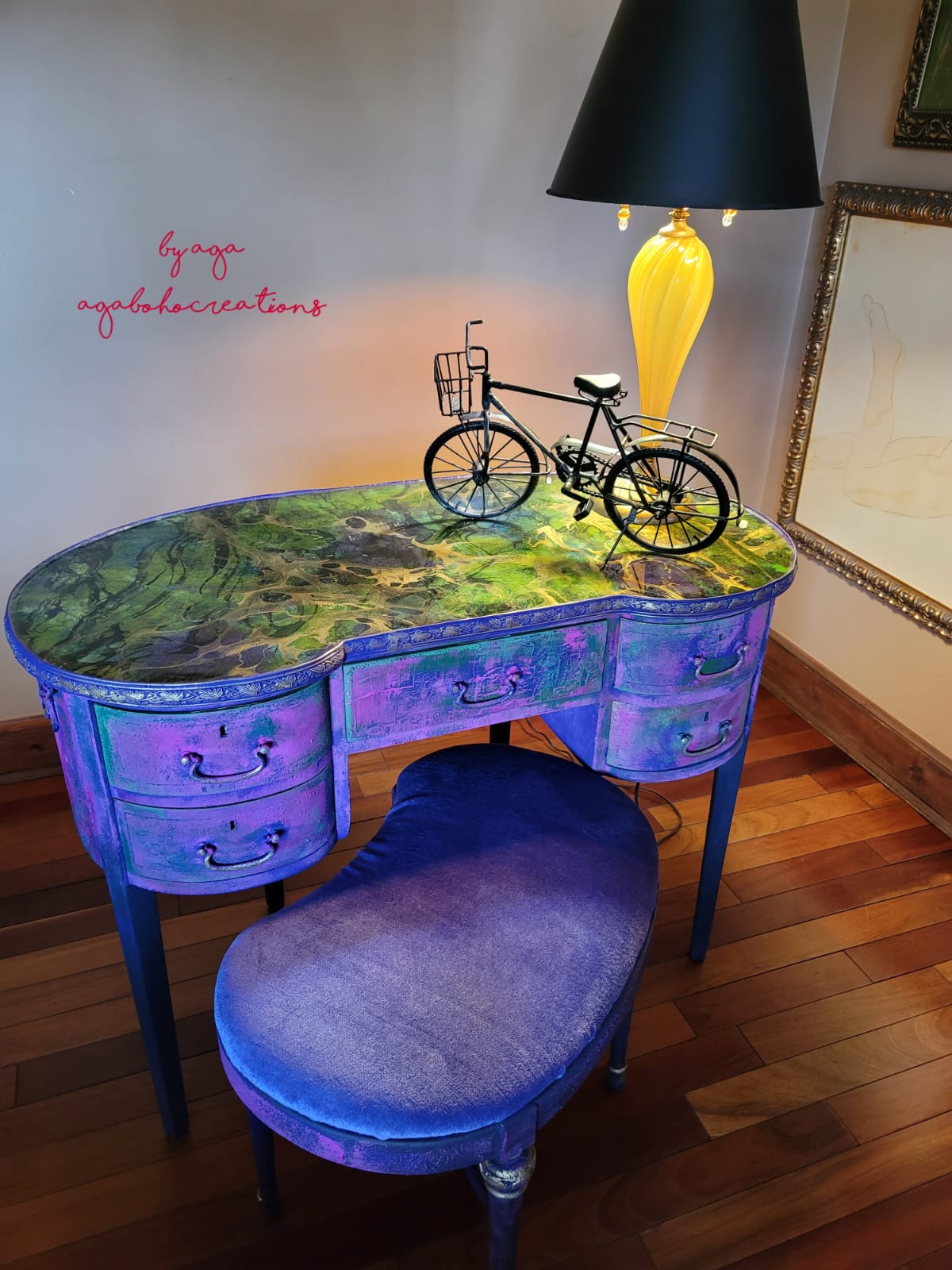 Purple and Green Marbled Vanity Table