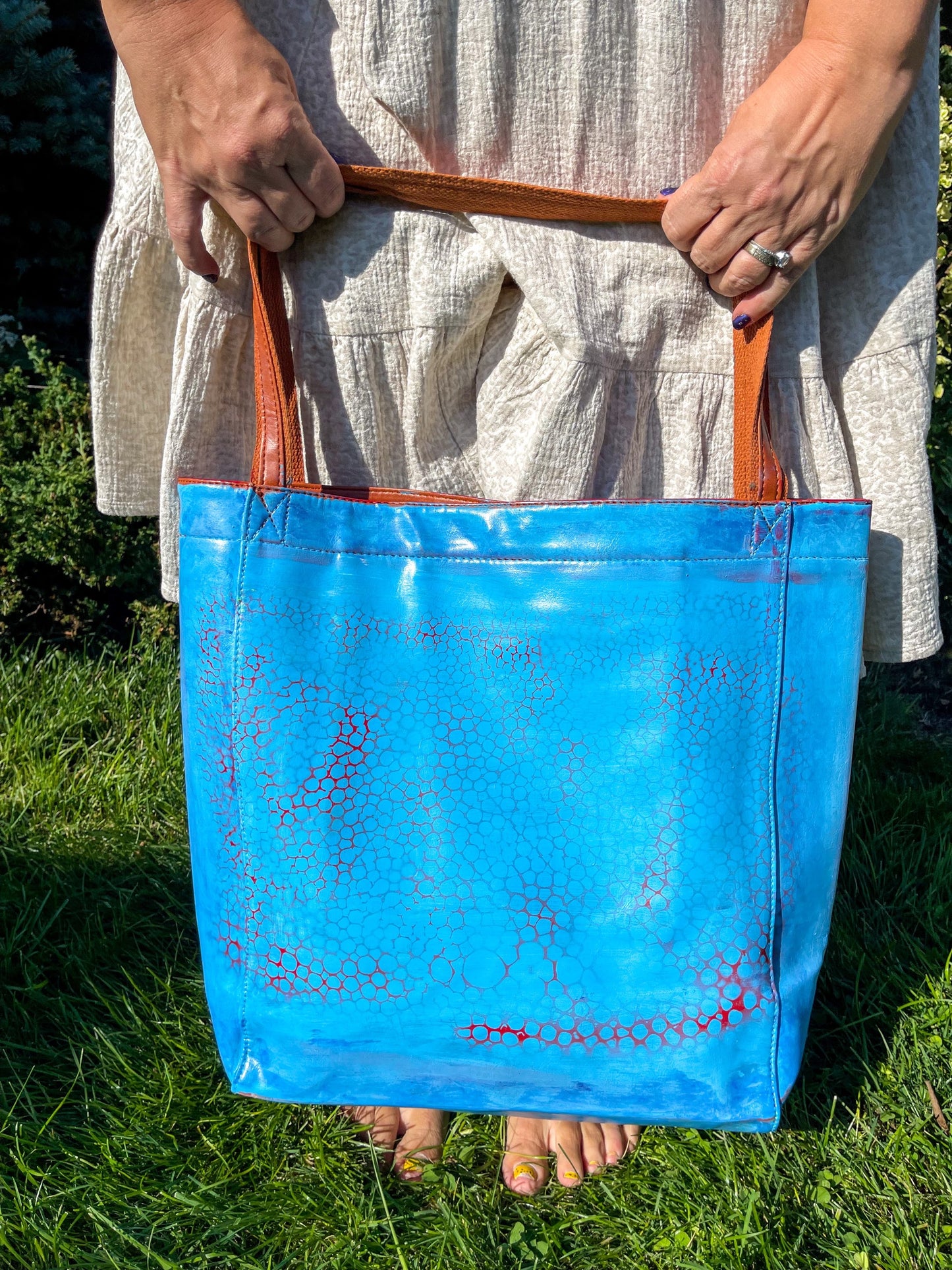 Blue Bird Leather Shoulder Bag