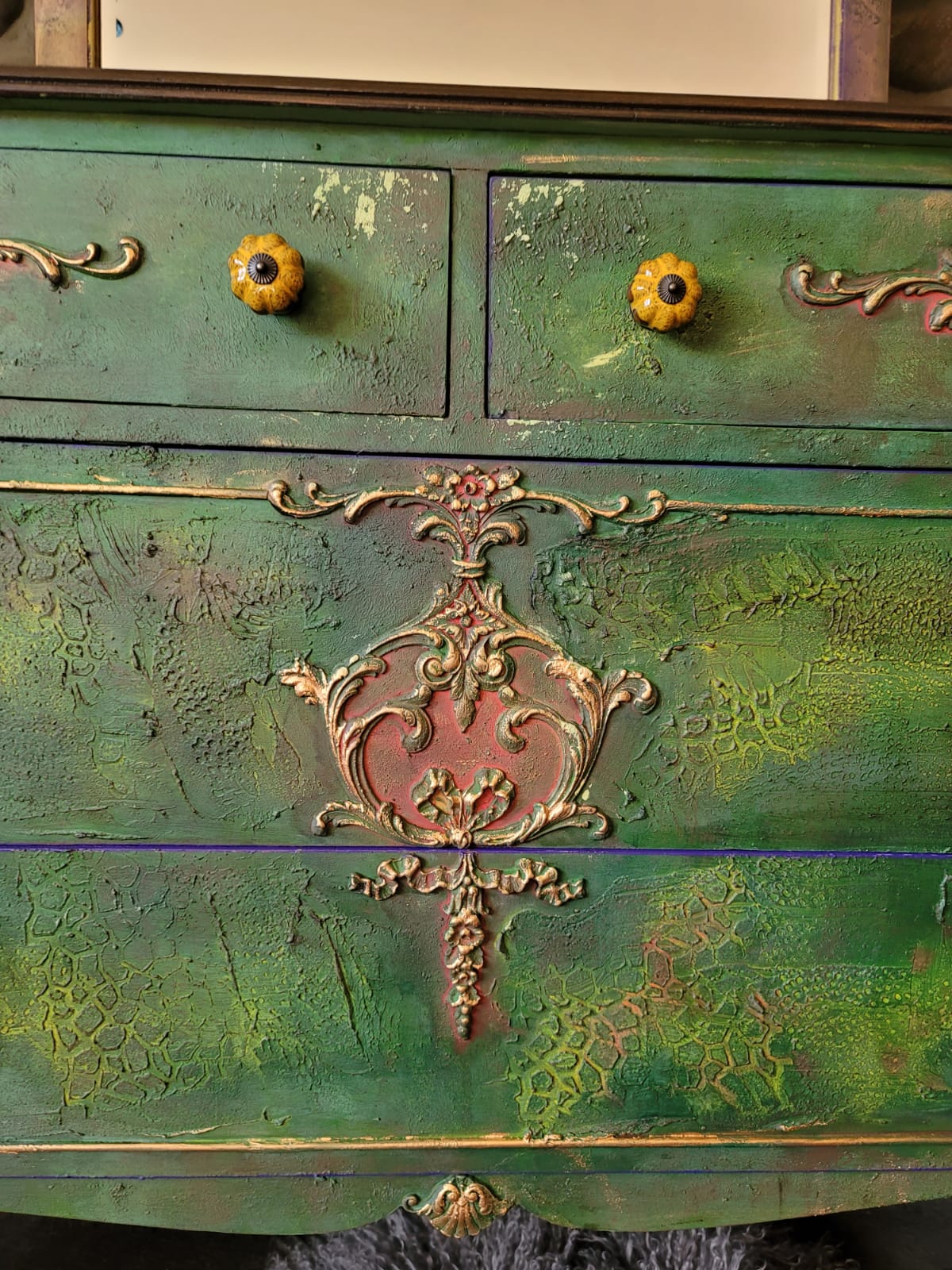 Green and Purple Dresser with Mirror