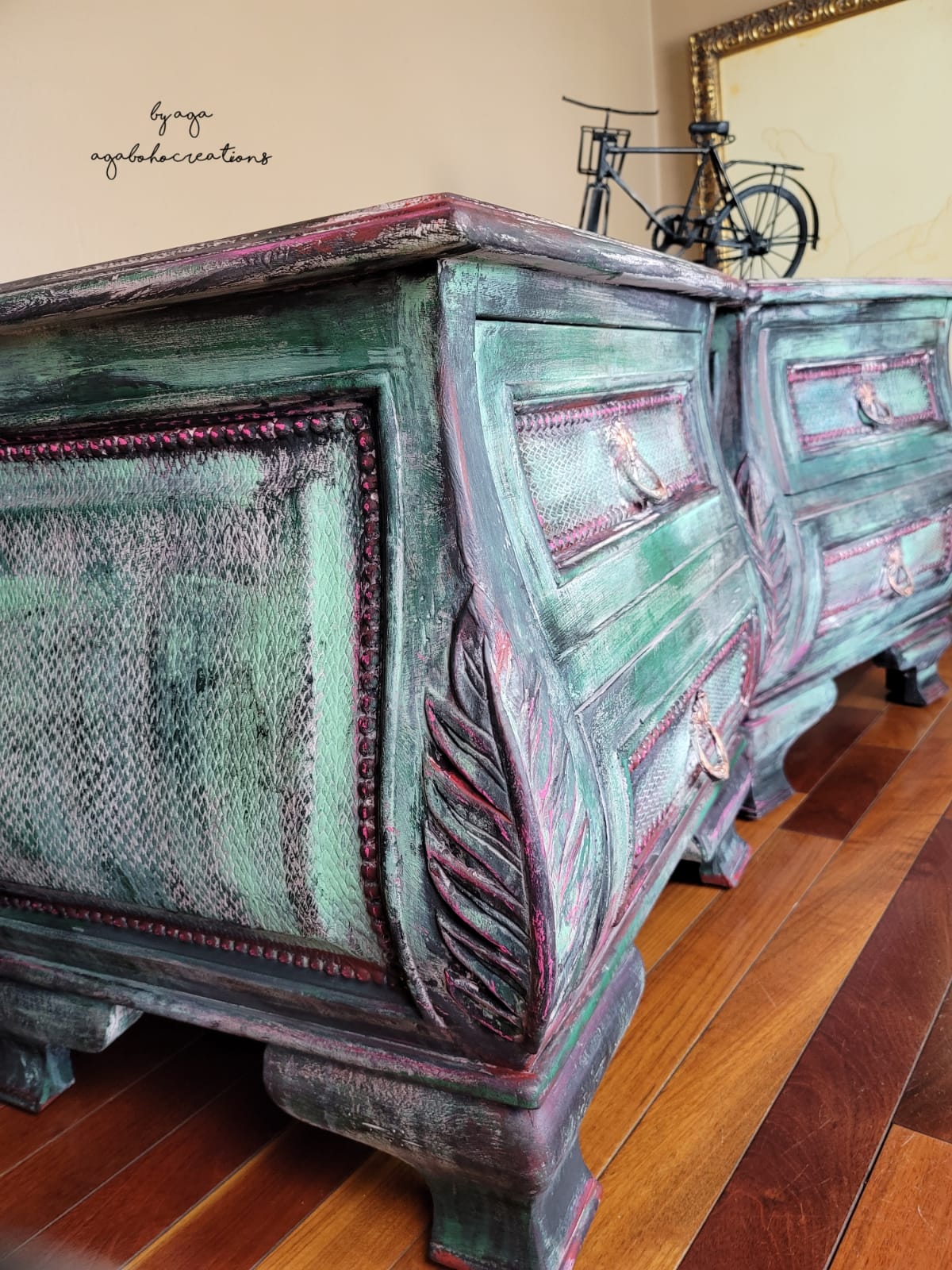 Green Floral End Tables