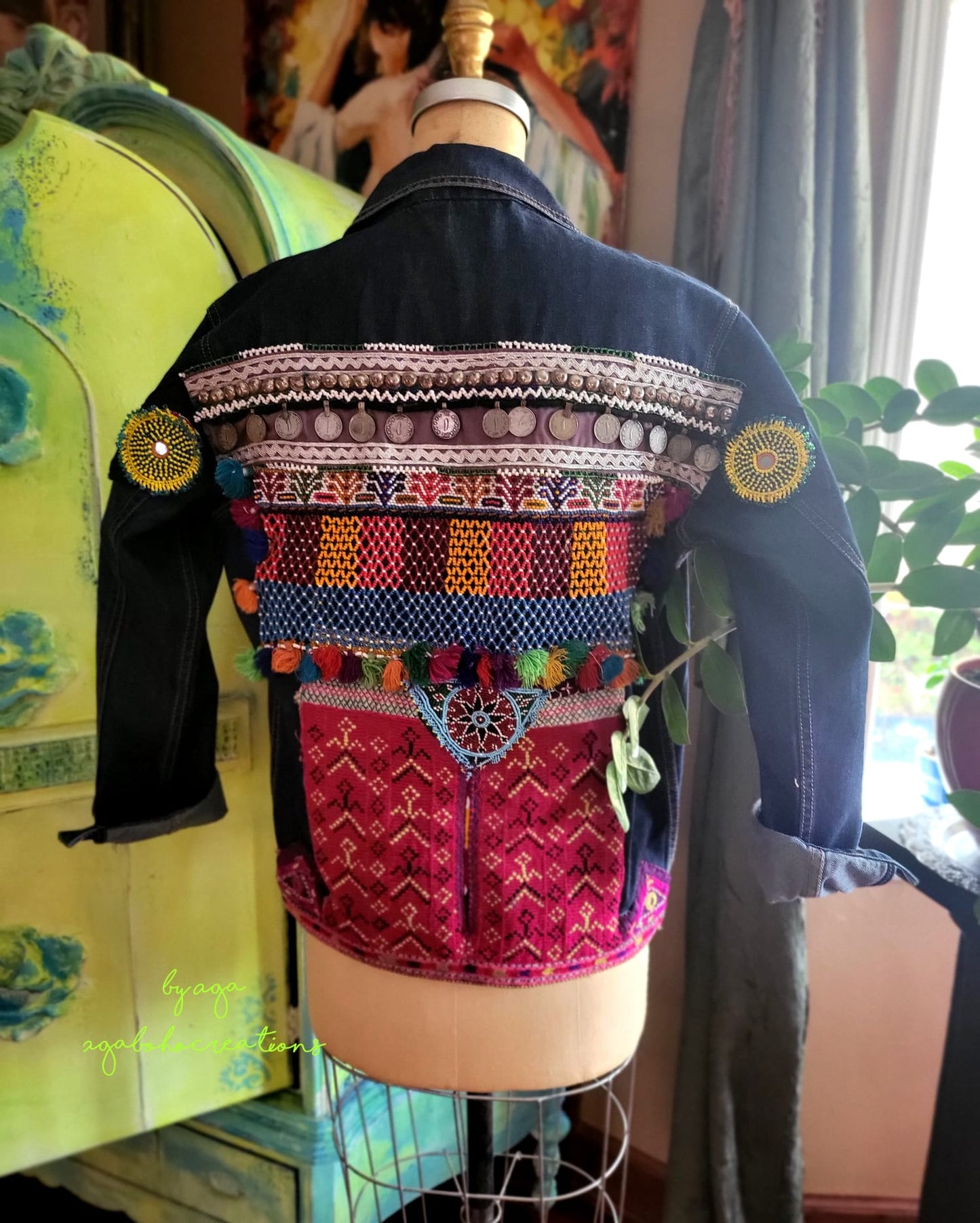 Beaded Jean Jacket - Large