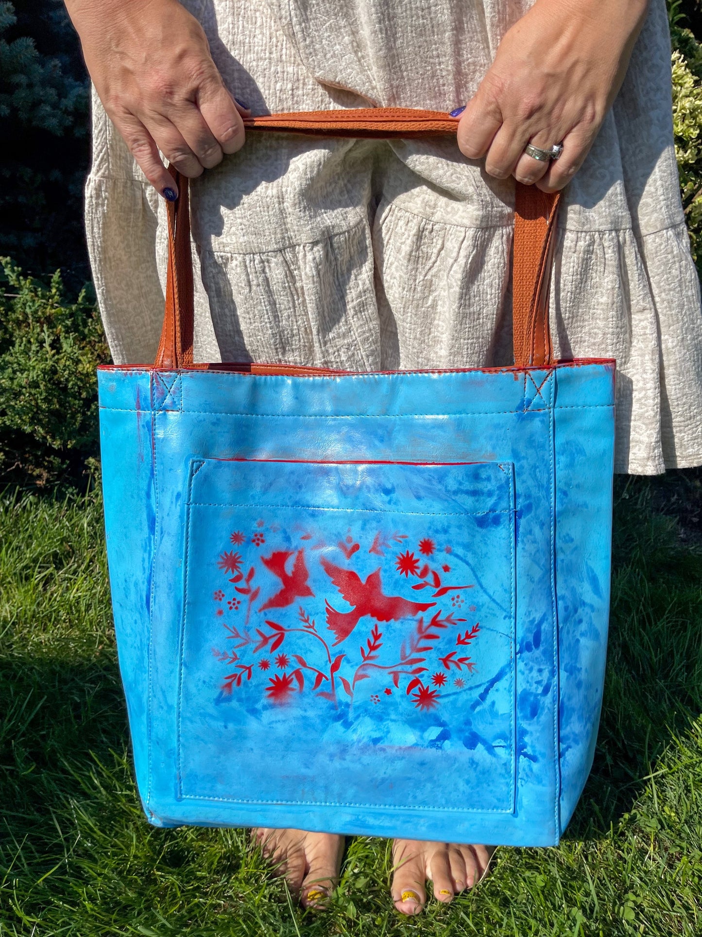 Blue Bird Leather Shoulder Bag