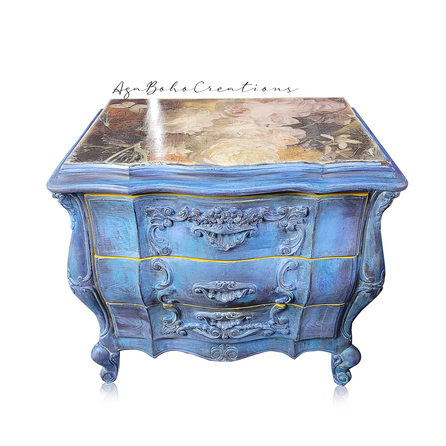 Pair of Blue Floral End Tables
