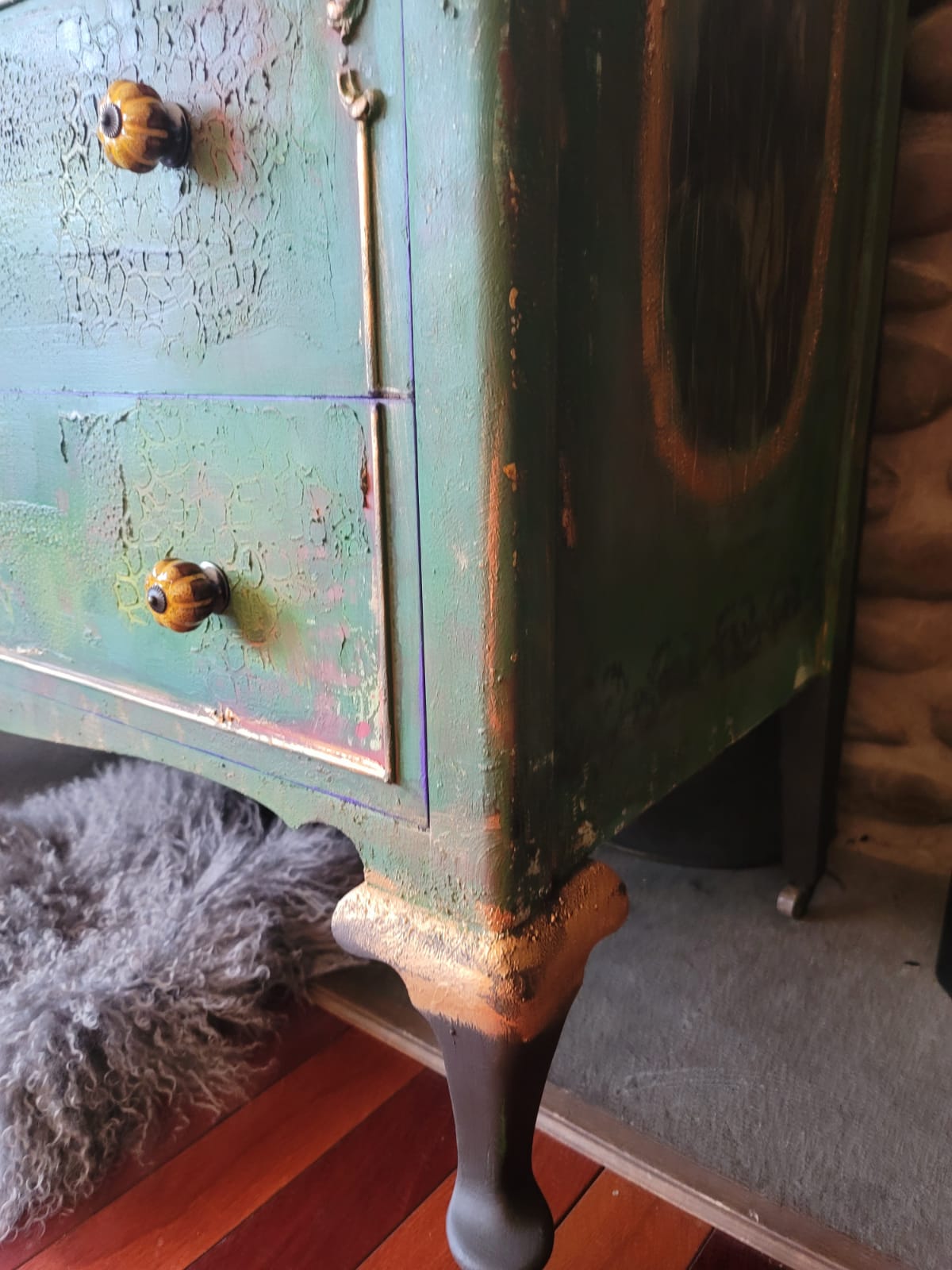 Green and Purple Dresser with Mirror