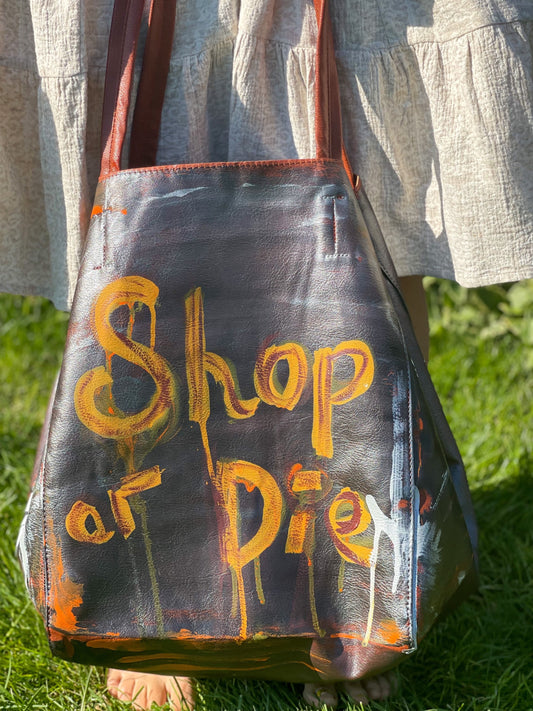 Shop or Die Leather Tote