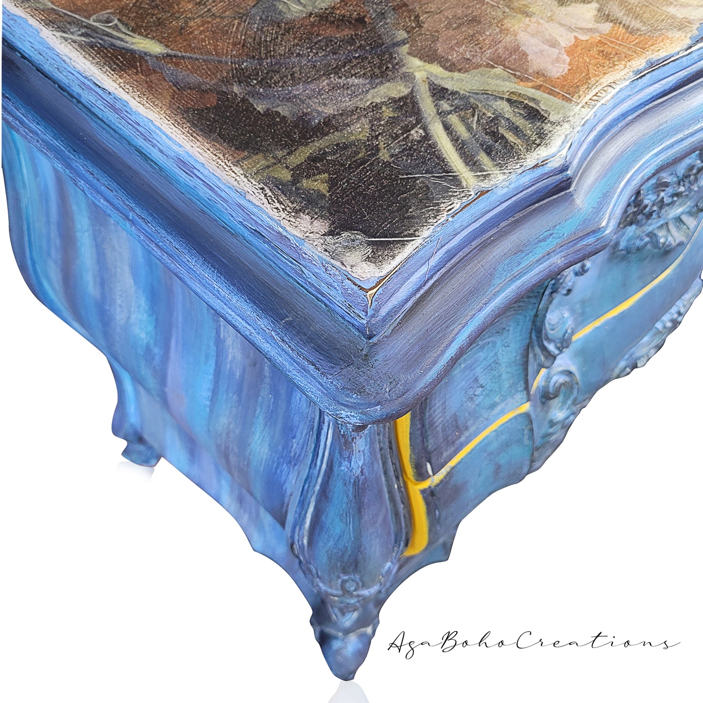 Pair of Blue Floral End Tables