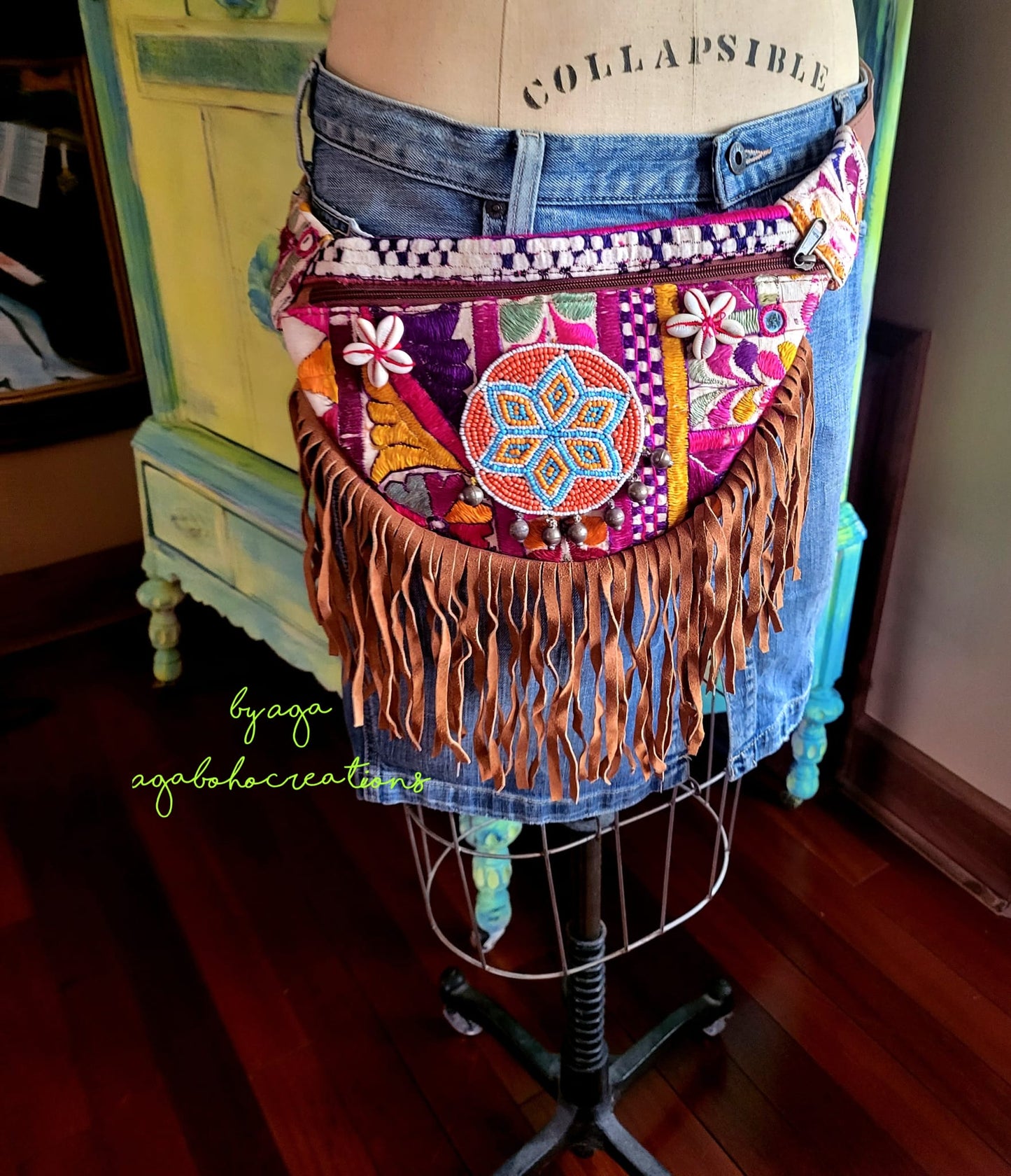 Embroidered and Beaded Belt Bag