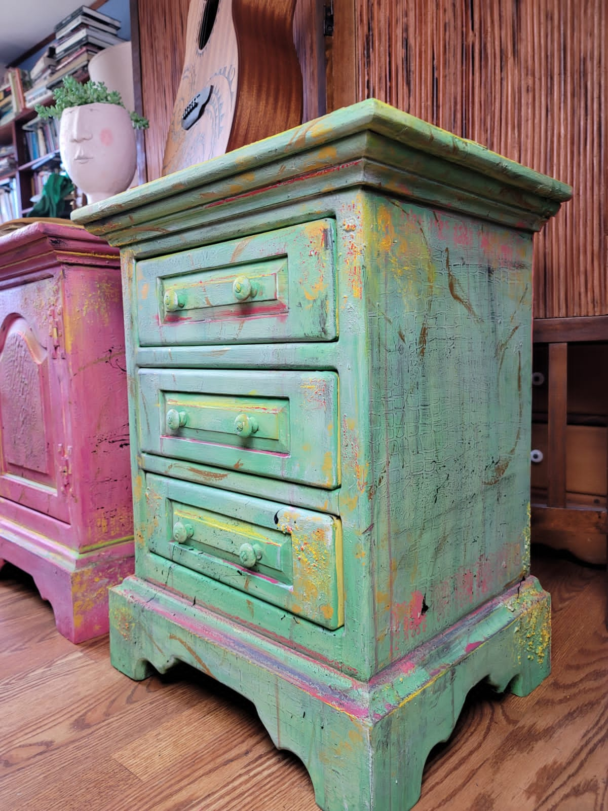 Pair of Colorful Bohemian End Tables