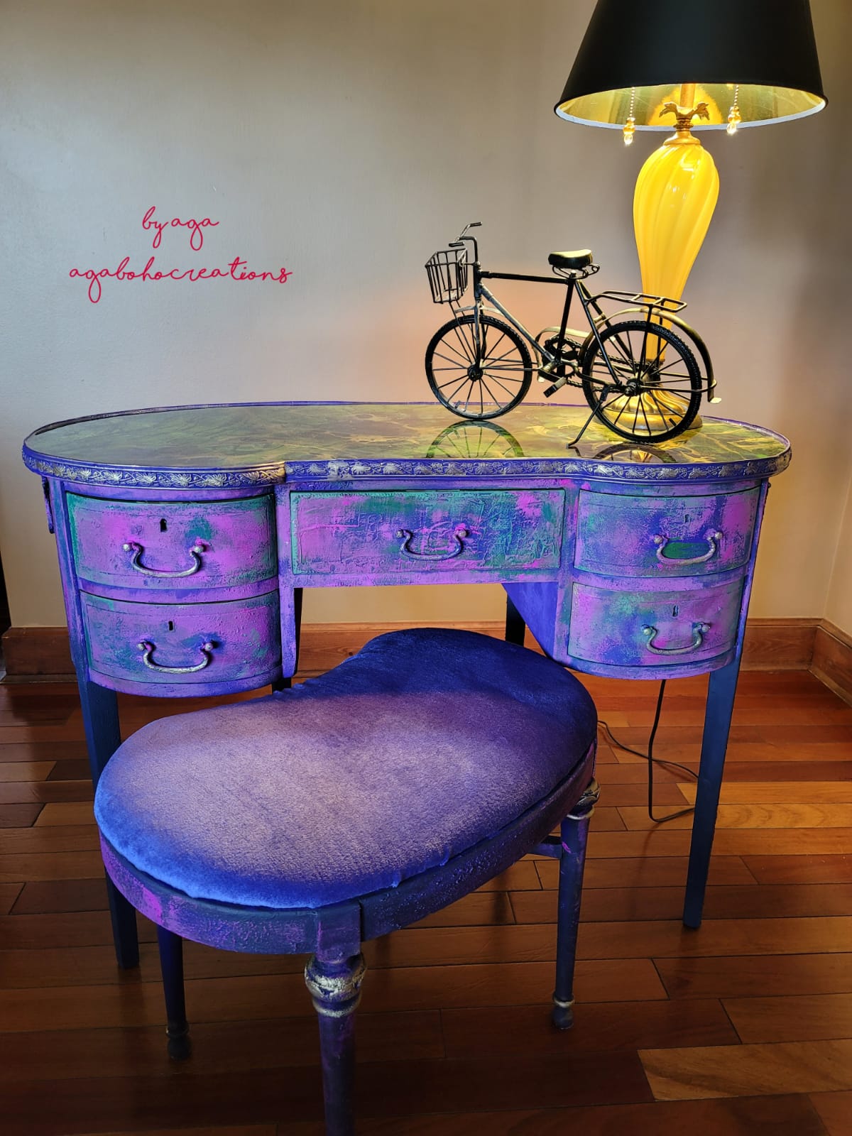 Purple and Green Marbled Vanity Table