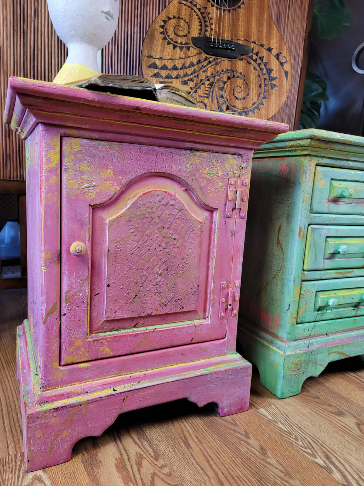 Pair of Colorful Bohemian End Tables