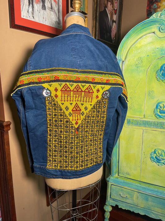 Beaded Jean Jacket - XL