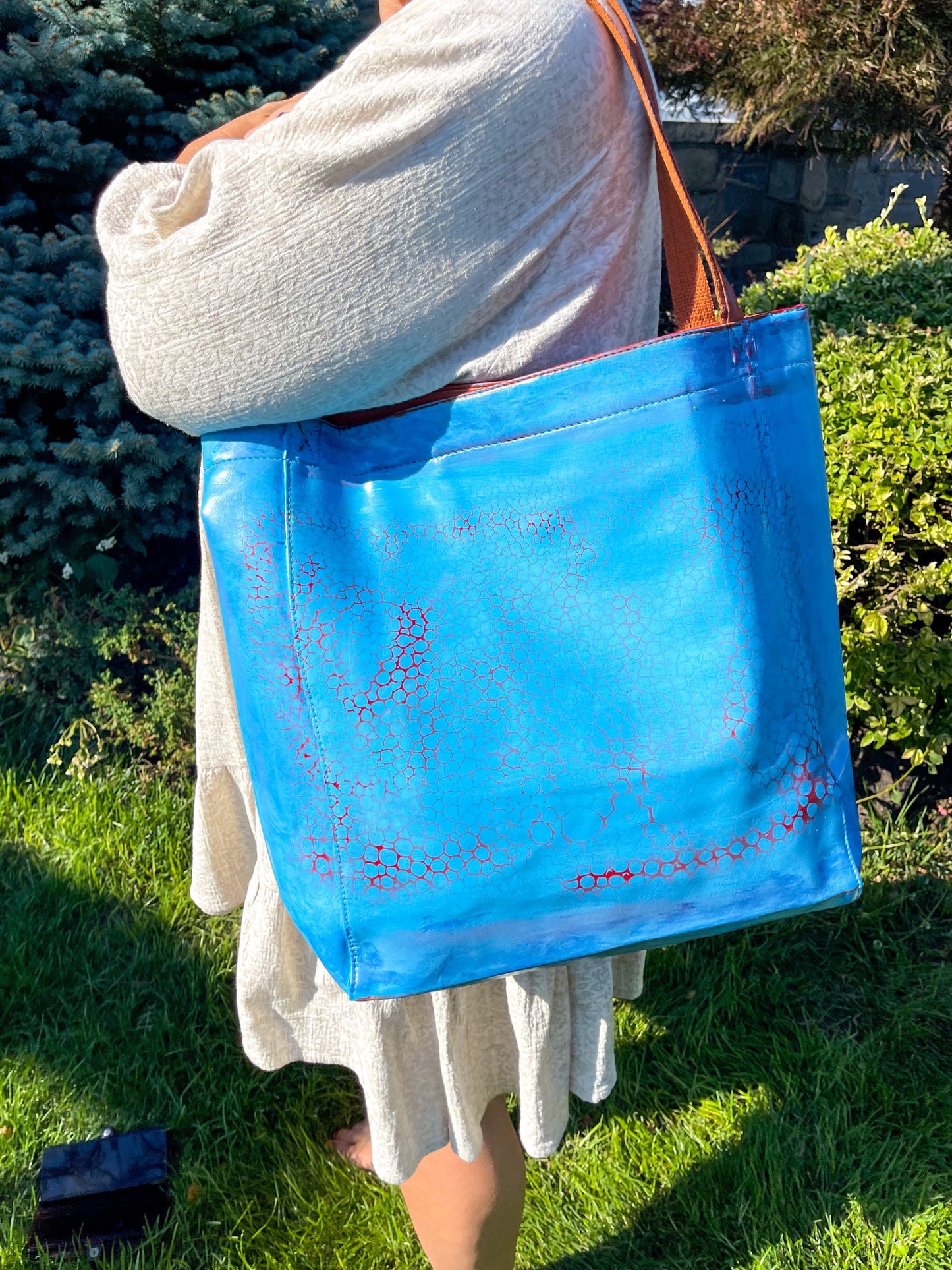 Blue Bird Leather Shoulder Bag