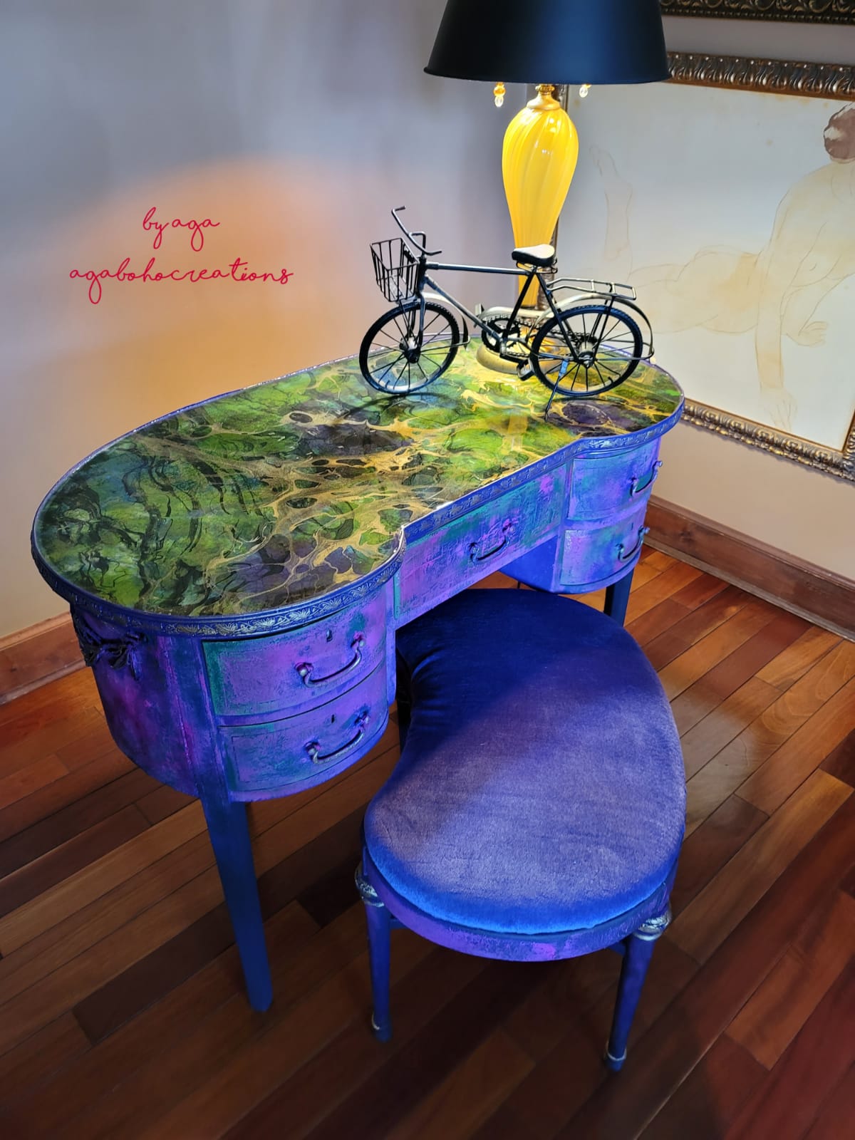 Purple and Green Marbled Vanity Table