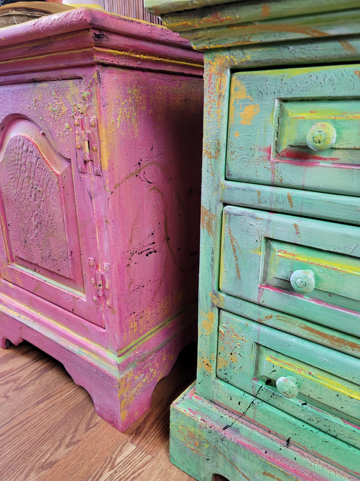 Pair of Colorful Bohemian End Tables