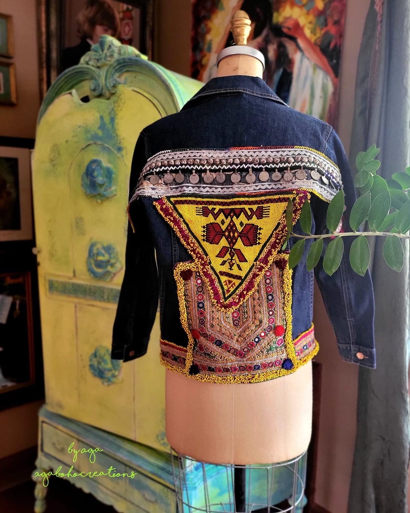 Beaded Jean Jacket - Medium